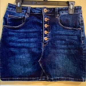 A Loves A Dark Blue Denim Skirt with Button Front, size 30